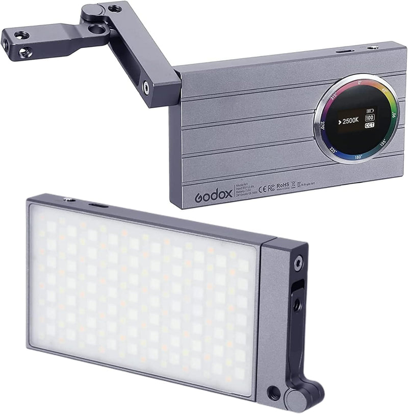Godox M1 RGB LED-Videoleuchte, Vollfarbige Videolichter auf der Kamera mit Musikmodus, wiederaufladb