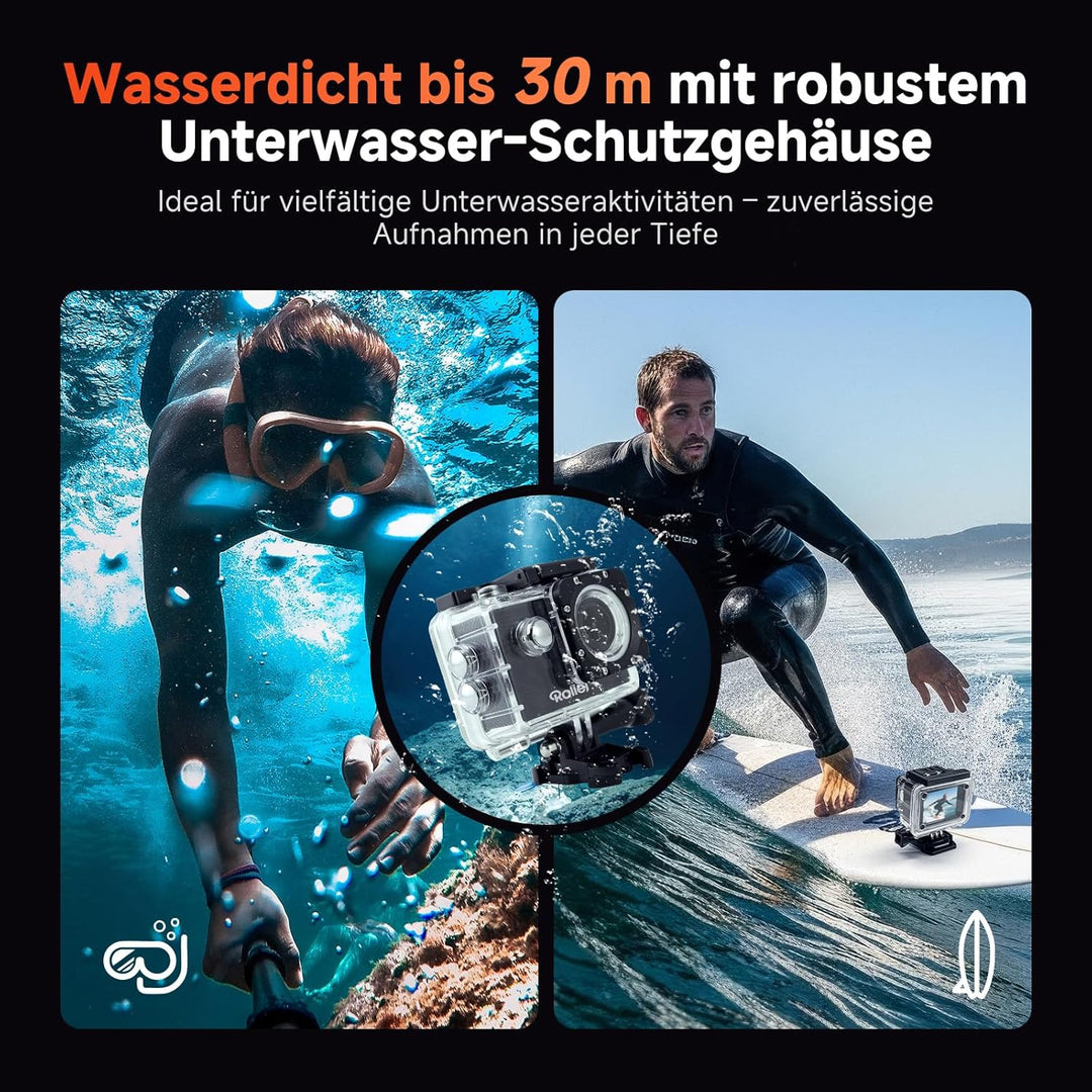 Rollei Actioncam 372 - Action-Camcorder mit Full HD Video Auflösung 1080/30 fps, bis 30 m wasserfest