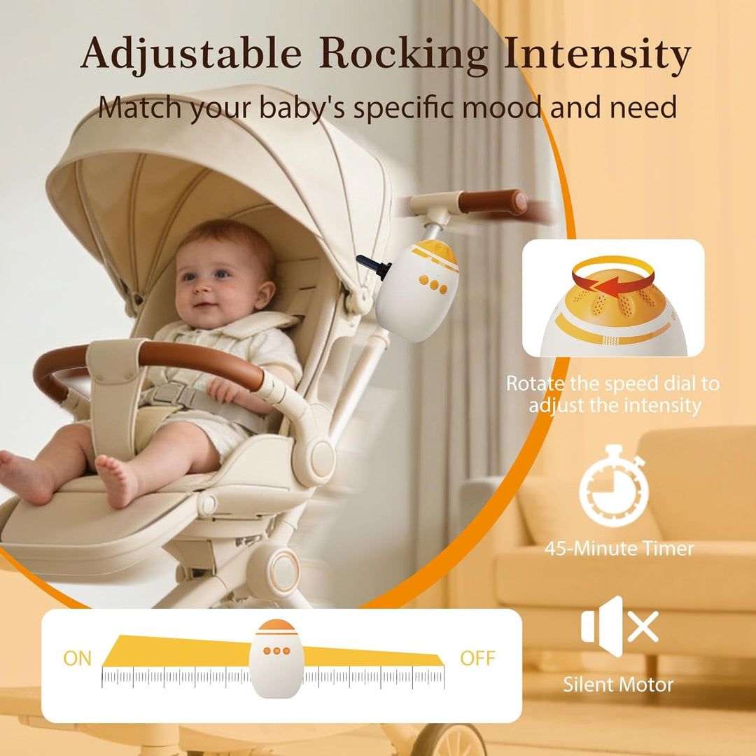 Kinderwagenschaukler - Einschlafhilfe Baby Handfreie Babywippe Elektrisch mit 45-Min Timer, USB-C Wi