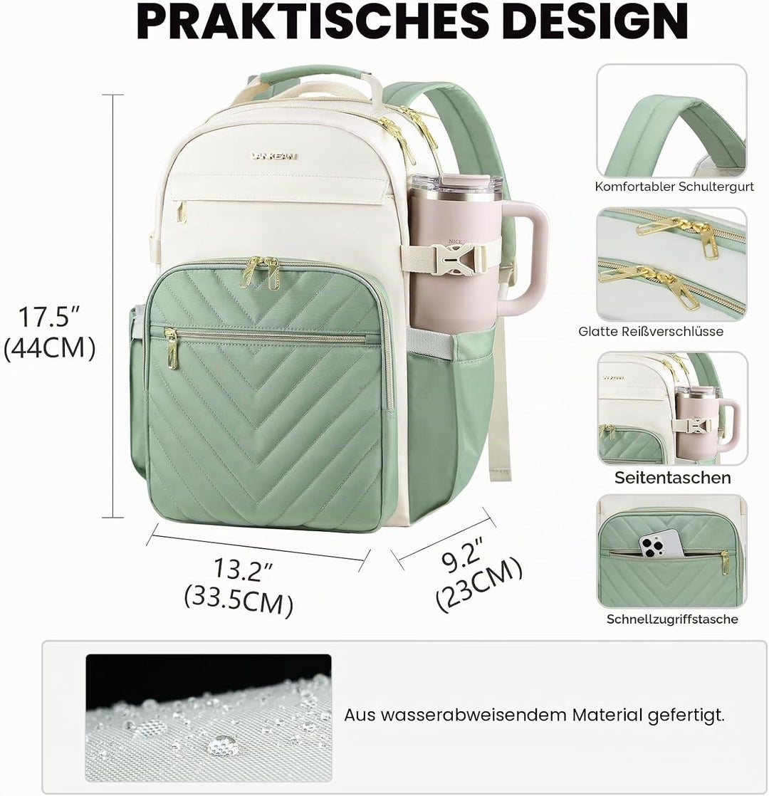 VANKEAN Laptop-Rucksack für Damen und Herren, 43,8 cm (17,3 Zoll), Arbeitstasche für Damen, Herren,