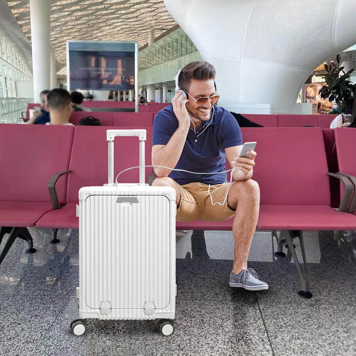 Turmaster Patented Airline Genehmigt Handgepäck mit Spinner-Rädern, 20 Zoll Koffer mit Aluminiumrahm