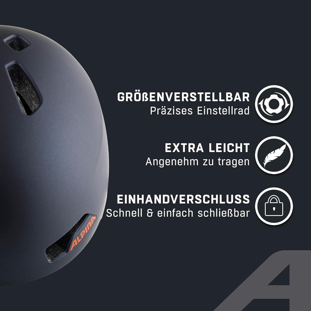 ALPINA HACKNEY - Leichter, Bruchfester &amp; Optimal Klimatisierter Fahrradhelm Mit Nachrüstbarem LED Fü