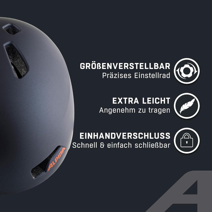 ALPINA HACKNEY - Leichter, Bruchfester &amp; Optimal Klimatisierter Fahrradhelm Mit Nachrüstbarem LED Fü