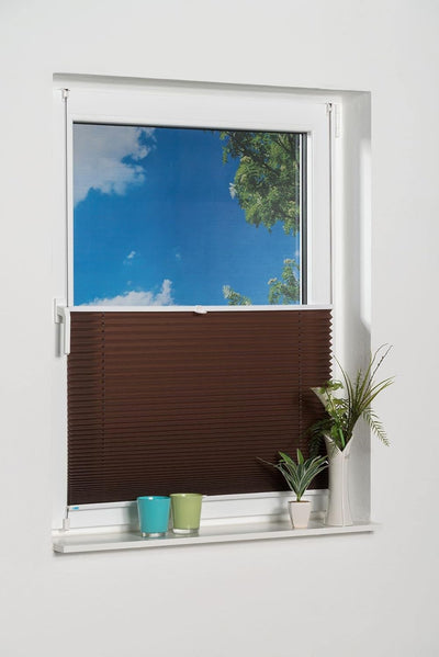 K-home Klemmfix-Plissee, Braun, 100cm x 130cm (B x L) 100 x 130 (B x L) Braun, 100 x 130 (B x L) Bra