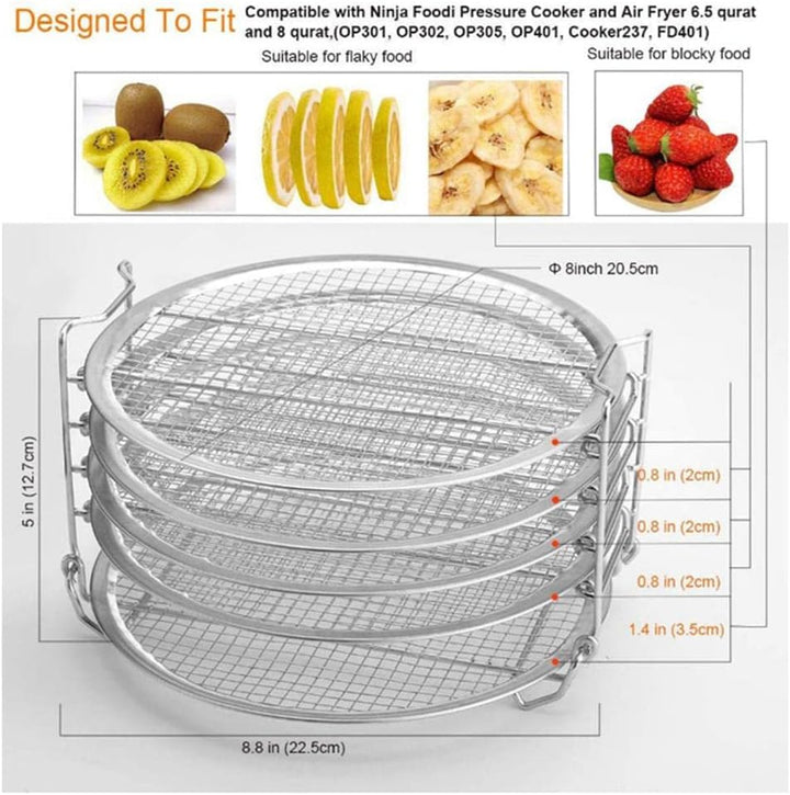 HUSHUI Dörrgestell, Air Fryer Rack, 5-stöckiges Air Fryer Rack, kompatibel mit Ninja Foodi, stapelba