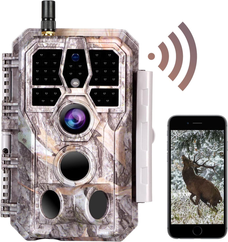 WLAN Wildkamera WiFi Wildtierkamera Nachtsichtkamera Fotofalle 32MP 1296P Verbinden druch APP Blueto