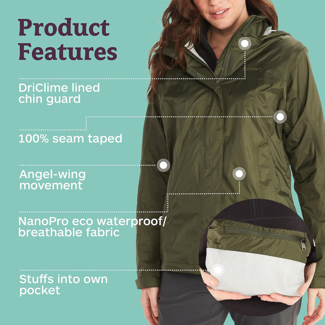Marmot Damen Wm's PreCip Eco Jacket, Wasserdichte Regenjacke, winddichter Regenmantel, atmungsaktive