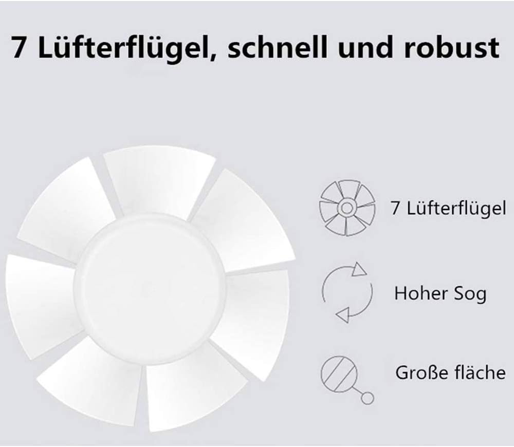 Jopassy Badlüfter 100 mm Abluftventilator, Wandventilator für Küche, Bad, Loftfenster und Keller, Ge