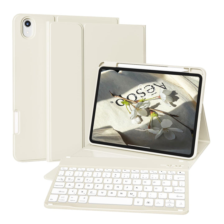 Hülle mit Tastatur für iPad A16 11/10 Generation (2025/2022, 11/10.9 Zoll) mit Stifthalter, Magnetis
