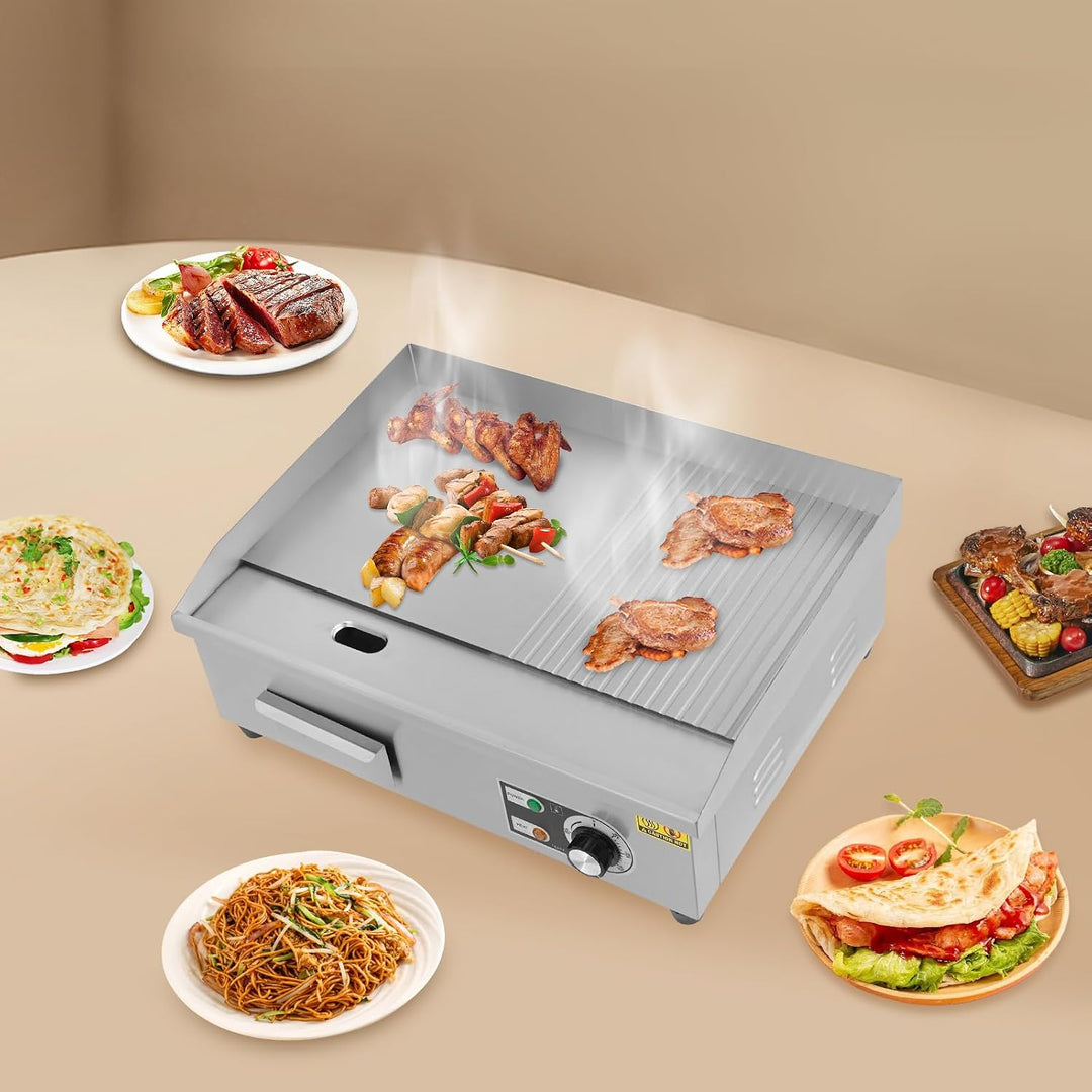 Elektrische Grillplatte Kommerzieller Elektrogrill Flachgrill für Restaurant 3000W mit Temperaturreg