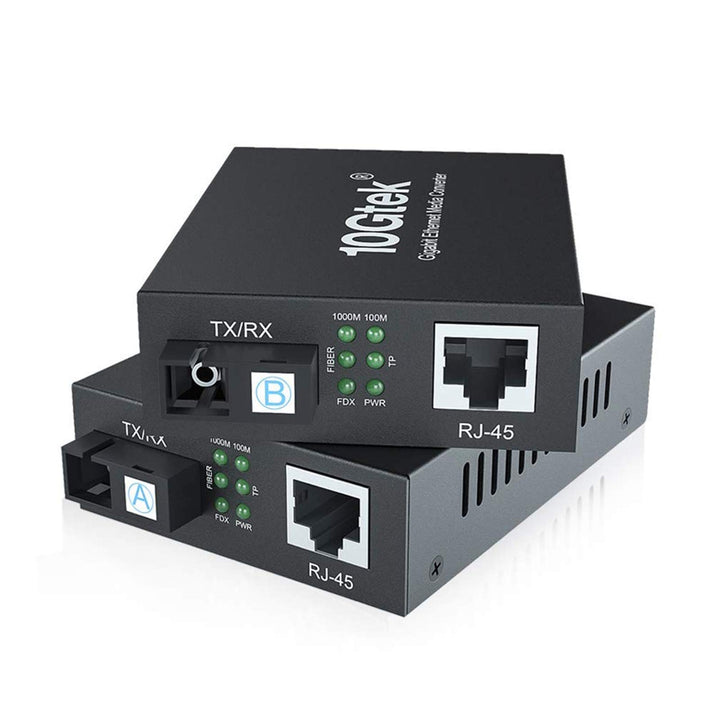 10Gtek® EIN Paar Gigabit Ethernet Medienkonverter, mit Built-in 1Gb Bidi Single-Mode SC Transceiver,