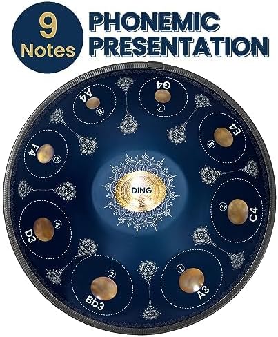 GLADFRESIT Handpan 22-inch, 9 notes, Palace Blue, tuned to 432Hz, comes with a handpan backpack, sta