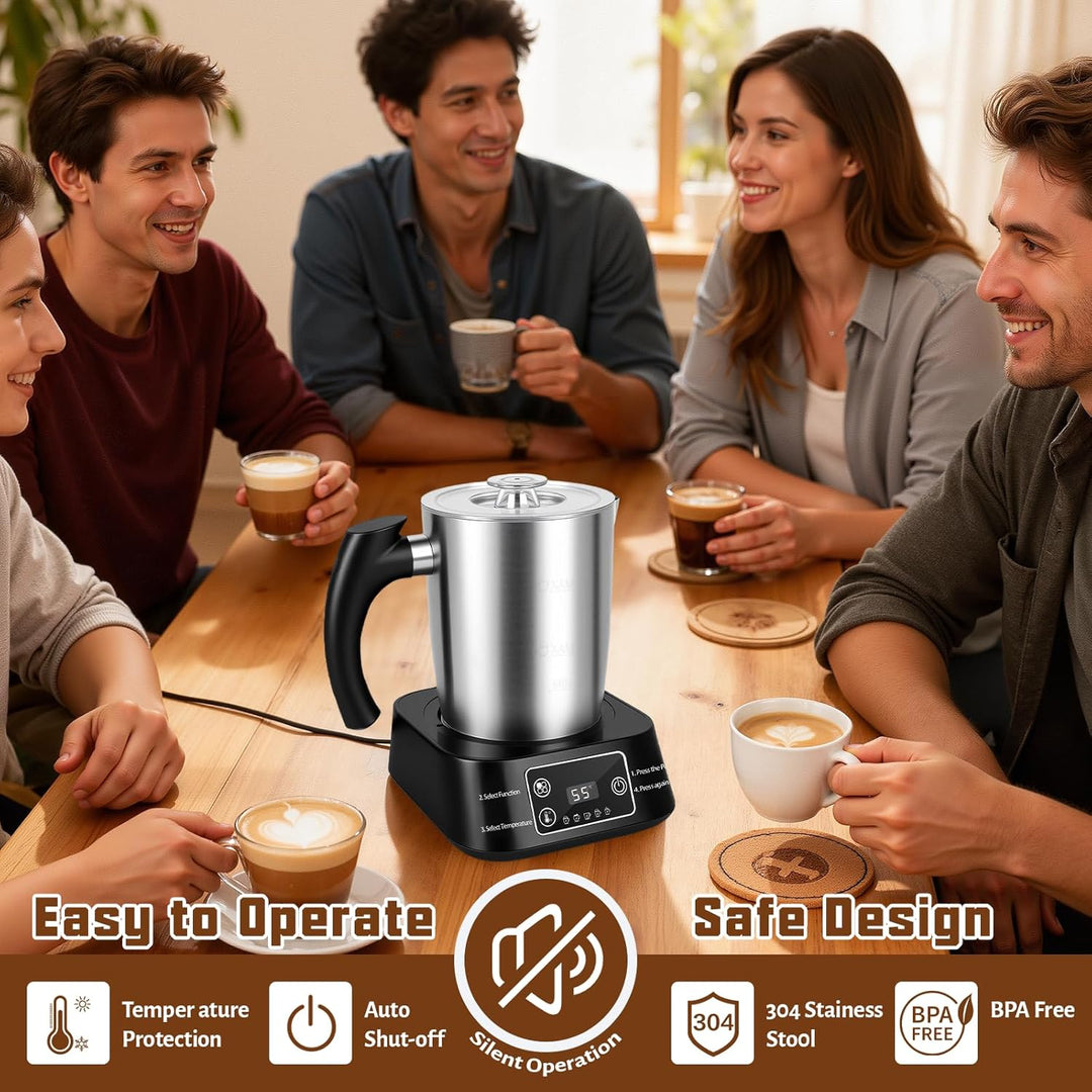 Elektrischer Milchaufschäumer – 5-in-1 Milchschäumer 500ml Edelstahlbehälter, Abnehmbarer & Spülmasc