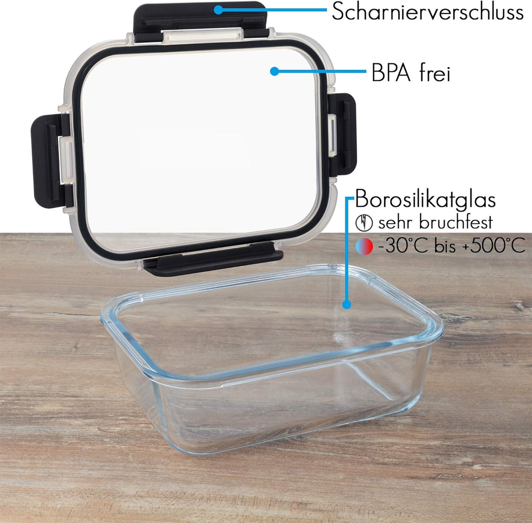 GLASWERK Meal Prep Boxen (3x 1040 ml) mit einer Kammer, Glasbehälter mit Deckel, Frischhaltedosen mi
