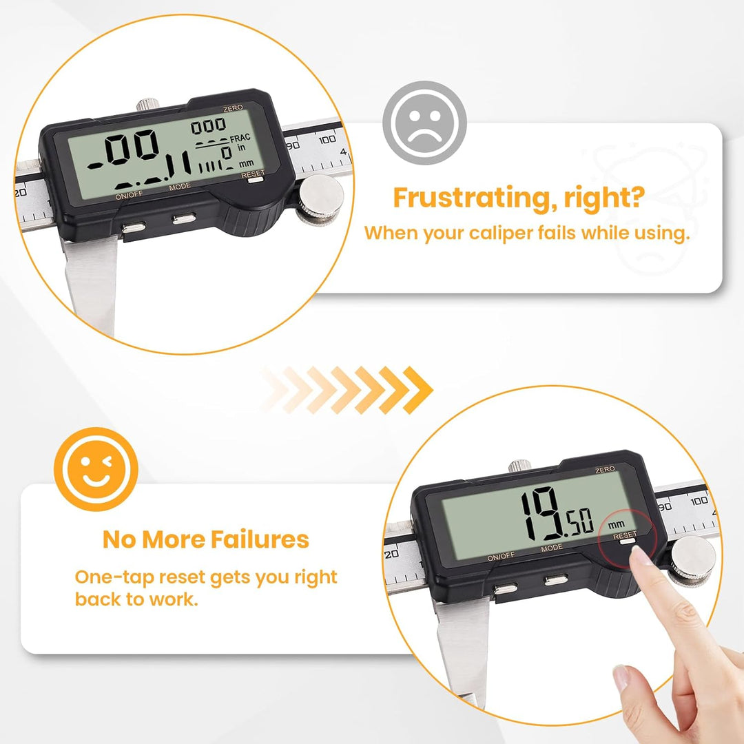 HARDELL Digital Caliper, Rechargeable Digital Caliper 6 inch with Reset Setting, Caliper Measuring T
