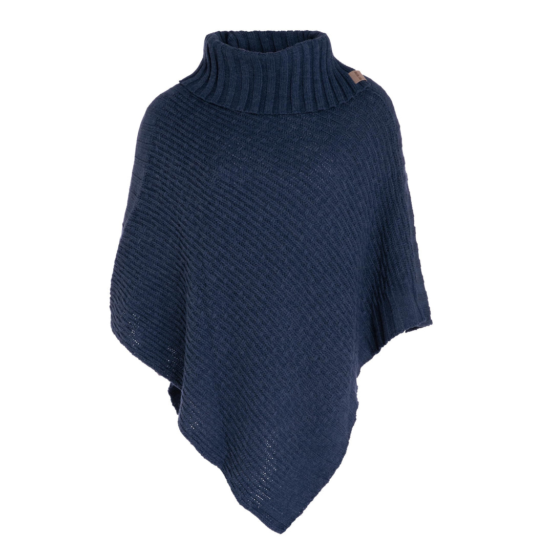 KNIT FACTORY - Nicky Gestrickter Poncho - Damen Strickponcho mit Kragen - Mit Wolle - Hochwertige Qu