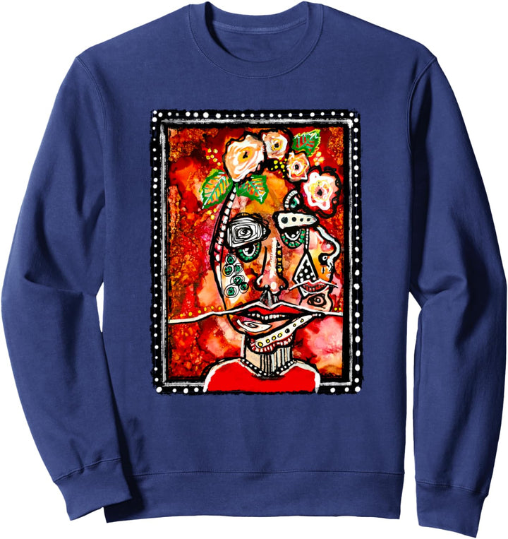 Lustige Zwei-Gesicht-Kubismus-Malerei Original Artsy Neutral Sweatshirt