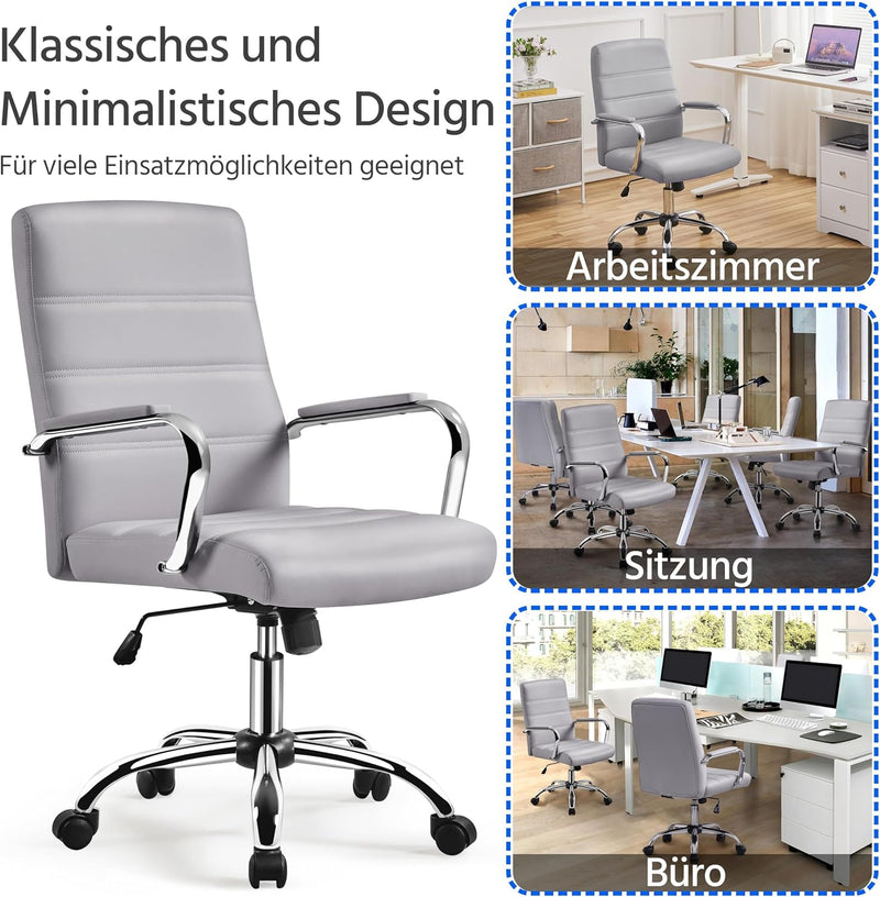 Yaheetech Bürostuhl, ergonomischer Schreibtischstuhl, Drehstuhl Bürodrehstuhl Chefsessel mit Armlehn