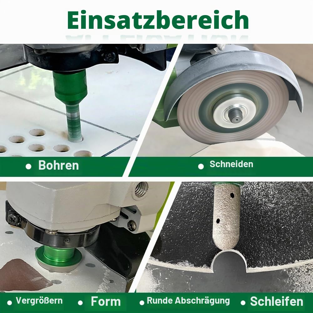 Diamant-Bohrkrone Kit - Fliesenbohrer 6/6/8/25/35/50/68mm+50mm Fasen Bit+10mm Fingerfräser+Diamanttr