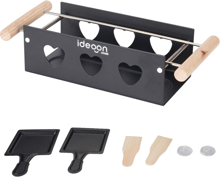 ideoon 3er-Set Raclette-Teelicht für 2 Personen, Raclette Set ohne Strom inkl. Teelichtern und Schab