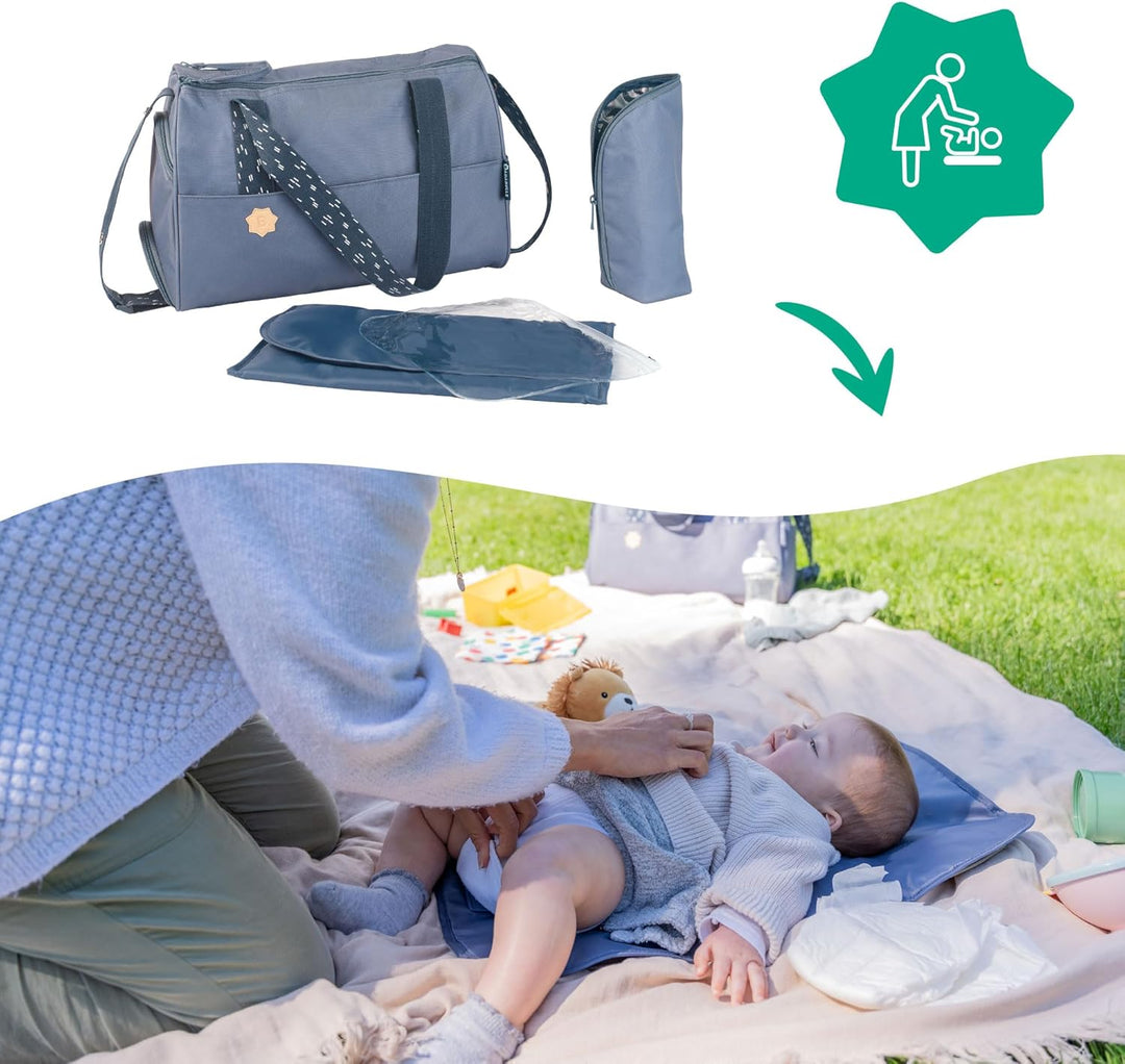 Badabulle Wickeltasche Pocketstyle - Kinderwagentasche inklusive Wickelzubehör Blau, Blau