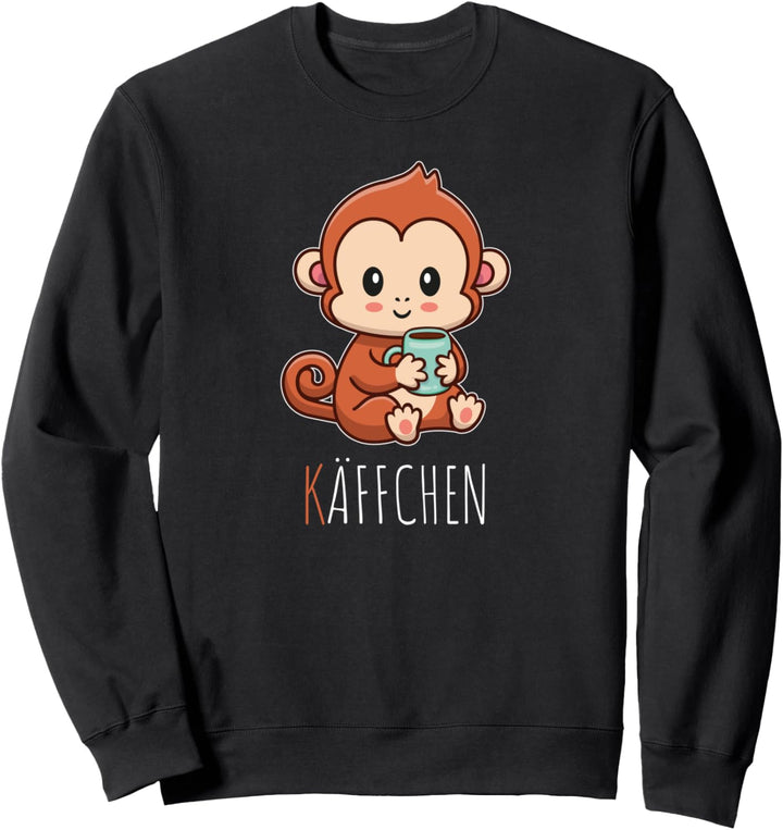Käffchen Schriftzug Äffchen mit Tasse Kaffee für Kaffeefan Sweatshirt