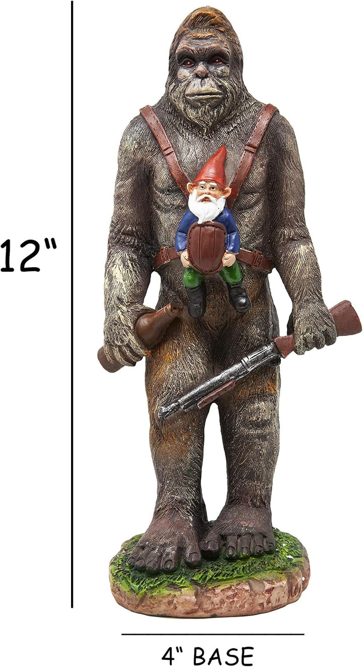 Funny Guy Mugs Gartenzwerg Statue – Bigfoot und ein Zwerg – Indoor/Outdoor Gartenzwerg Skulptur für
