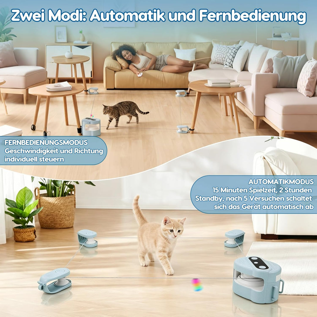 VINGVO Interaktives Katzenspielzeug, Katzenlaufband Katzenspielzeug Elektrisch mit Fernbedienung (He