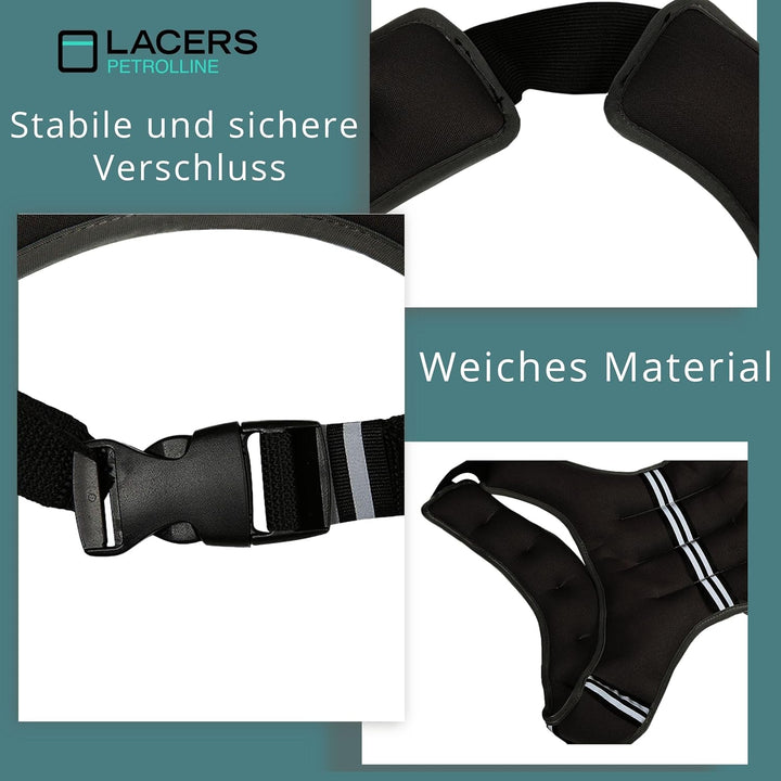 Lacers Petrolline verstellbare Gewichtsweste 3-10kg, Schwarz – für Fitness, Gymnastik, Krafttraining