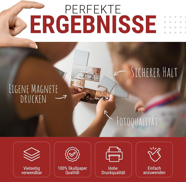 SKULLPAPER® Premium DIY Magnetfolie weiss bedruckbar bemalbar - für Inkjet Tintenstrahldrucker (A4-1