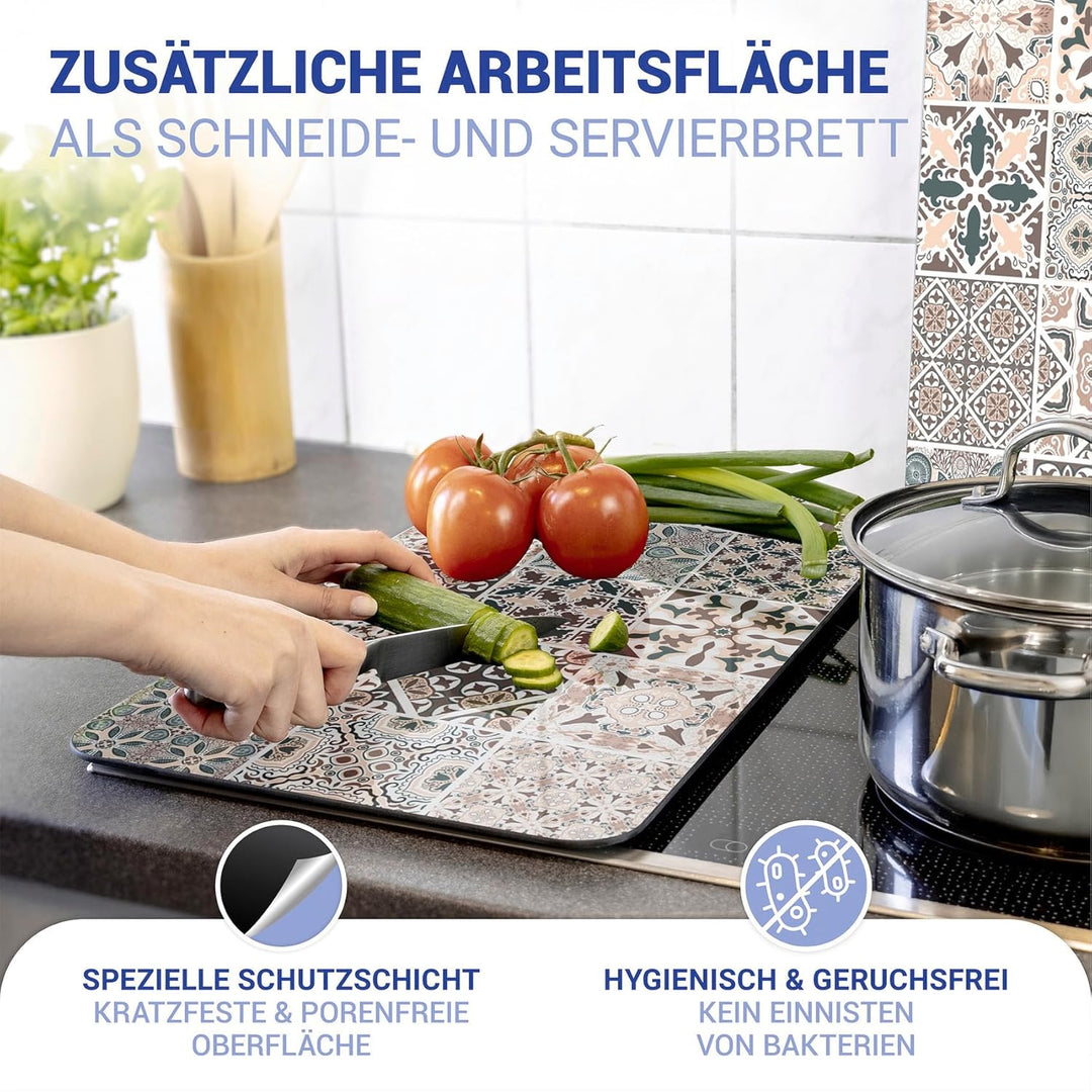 WENKO Herdabdeckplatte Universal Kachel, 2er Set Herdabdeckung für alle Herdarten, Gehärtetes Glas,