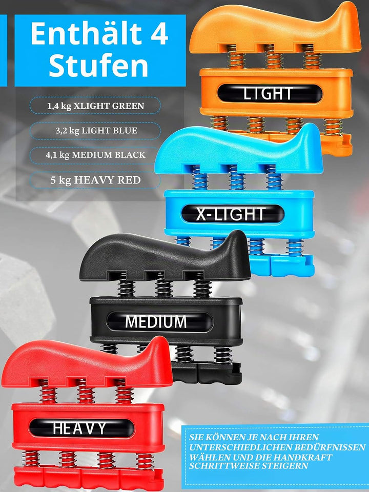 BBTO 4 Stück Fingerverstärker, Handtrainer, Federtrainer, Fingerübungswerkzeug für Gitarre, Klettern