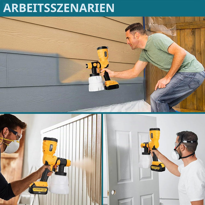 Adisipsoarin 18V Farbsprüher Hochgeschwindigkeit für Dewalt 18V Akku, 2 Behälter, leicht zu reinigen