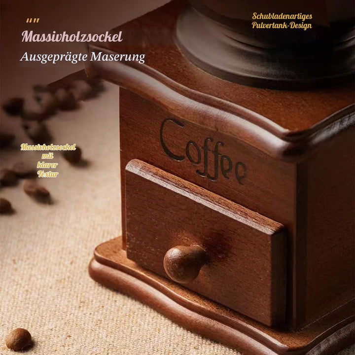 Vintage Kaffeemühle Manuell aus Holz, Vintage-Kaffeemühle, Manuelle Kaffeemühle, Kaffeebohnenmühle
