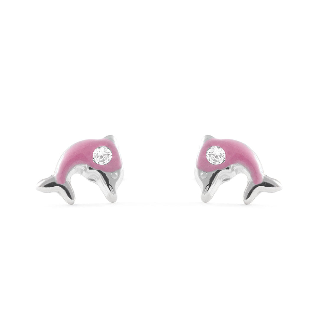 Monde Petit AG-1974/PEF Mädchen-Ohrstecker, Delfin, Emaille