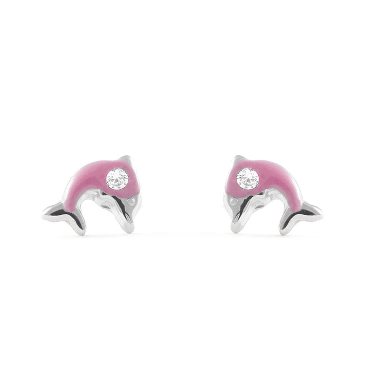 Monde Petit AG-1974/PEF Mädchen-Ohrstecker, Delfin, Emaille