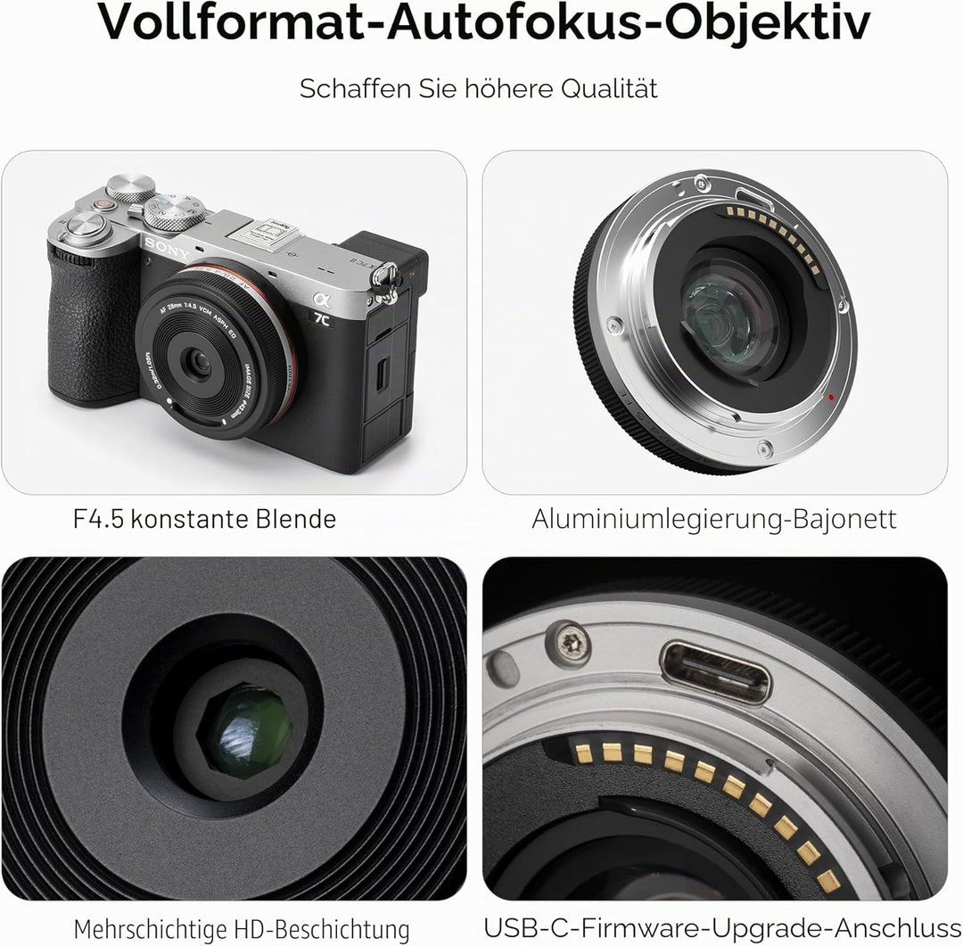 VILTROX AF 28mm F4.5 f/4.5 FE Objektiv für Sony E Mount, Weitwinkel Vollrahmen Autofokus Objektiv ko