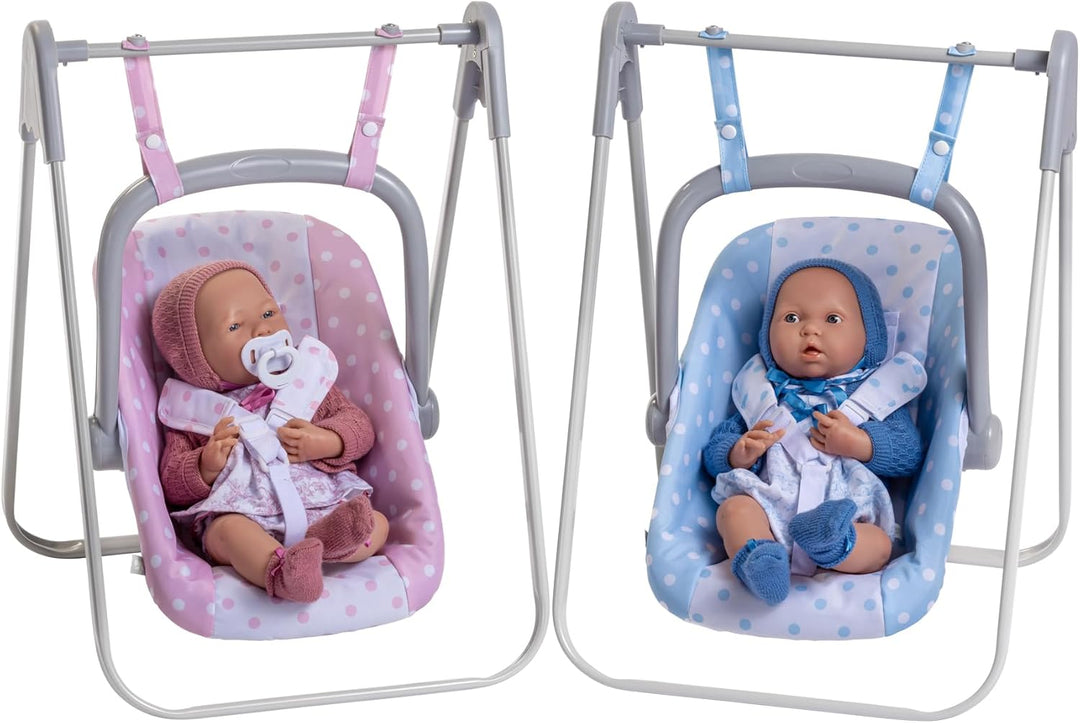 JC TOYS - 2-in-1 Hängematte und Stuhl mit Mehreren Positionen, abnehmbar für Puppen bis zu 45 cm, Ro