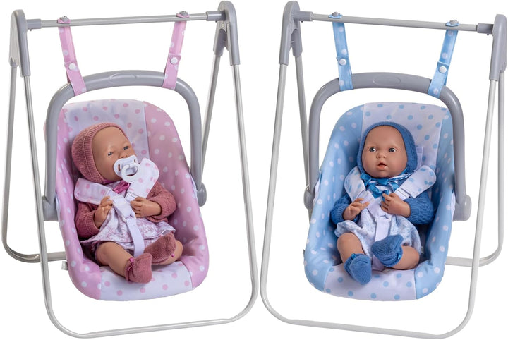 JC TOYS - 2-in-1 Hängematte und Stuhl mit Mehreren Positionen, abnehmbar für Puppen bis zu 45 cm, Ro