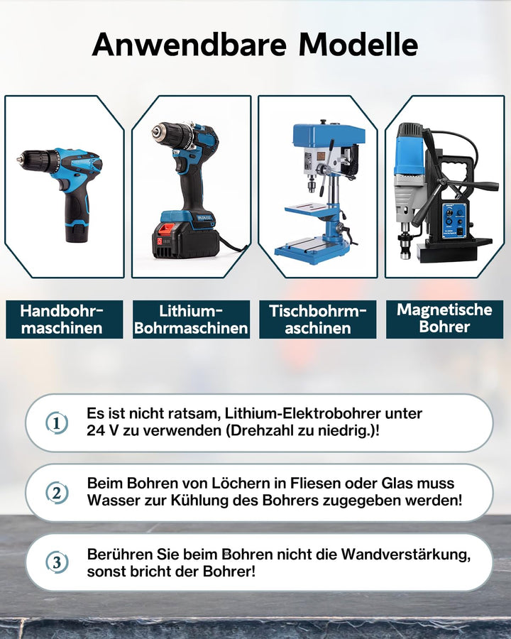 Fliesenbohrer, Lytool 10 tlg.Glasbohrer Steinbohrer Bohrer Set mit Sechskantschaft Universalbohrer f