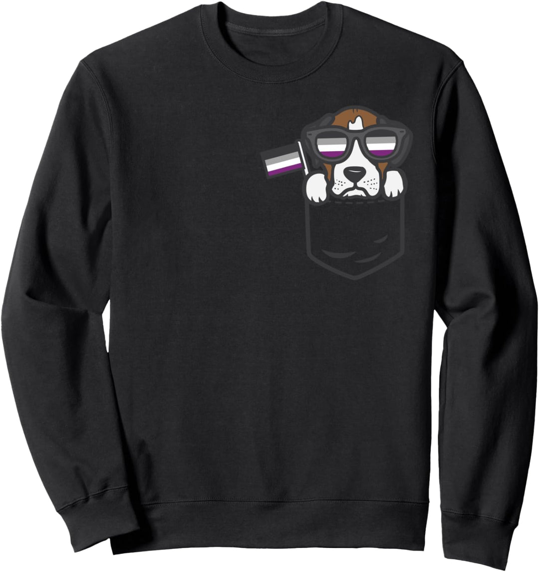 Boxer Pocket Dog LGBTQ Asexual Flag Ace Pride Ally Men Women Sweatshirt