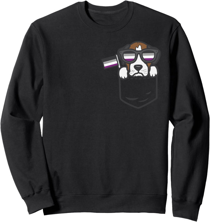Boxer Pocket Dog LGBTQ Asexual Flag Ace Pride Ally Men Women Sweatshirt
