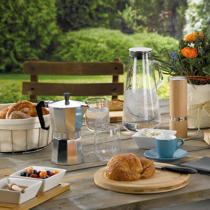 kela Servierschalen Set 4tlg PHILIPA, Porzellan Snackschalen mit Bambus Servierplatte, eckig, Dipsch