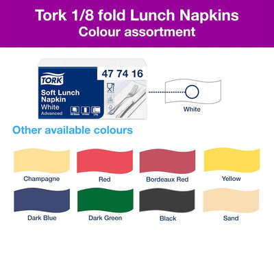 Tork 477416 Soft Lunchservietten Weiss 1/8 Falz / 3-lagige, vorgefaltete Servietten für kleine Geric