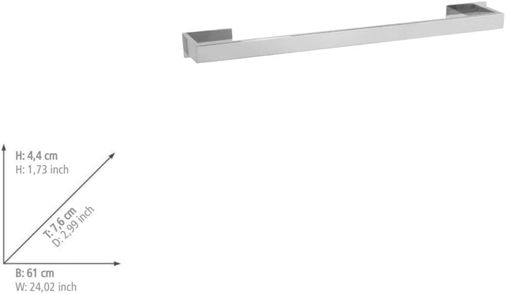 WENKO Turbo-Loc® Badetuchstange UNO Genova Shine 60 cm, Handtuchstange aus Edelstahl für Badetücher