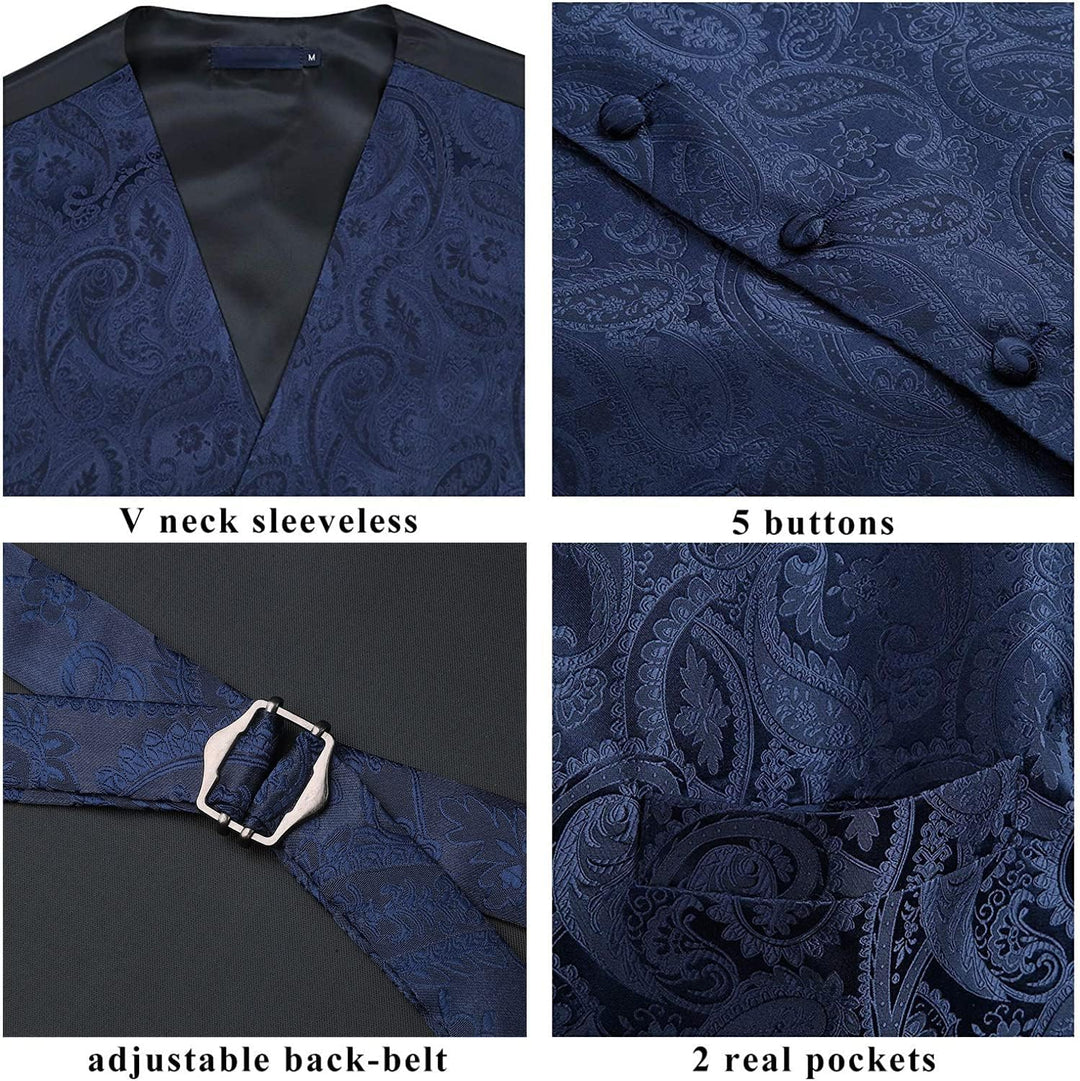 Enlision Anzugweste Herren Hochzeit Paisley Weste und Krawatte Einstecktuch Party Floral Jacquard An