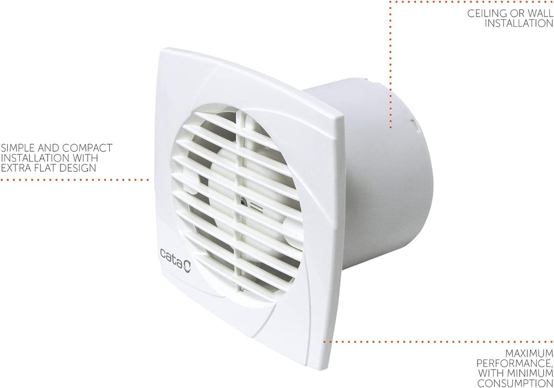 Cata B10 Plus-Badlüfter, 98 m³/h, 10 cm, 2500 U/min, Weiss