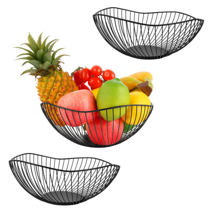 3 Stück Obstschale Schwarz, 25,5x8cm Obstschalen Metall, Obstschale Modern, Fruit Bowl Basket, Obstk