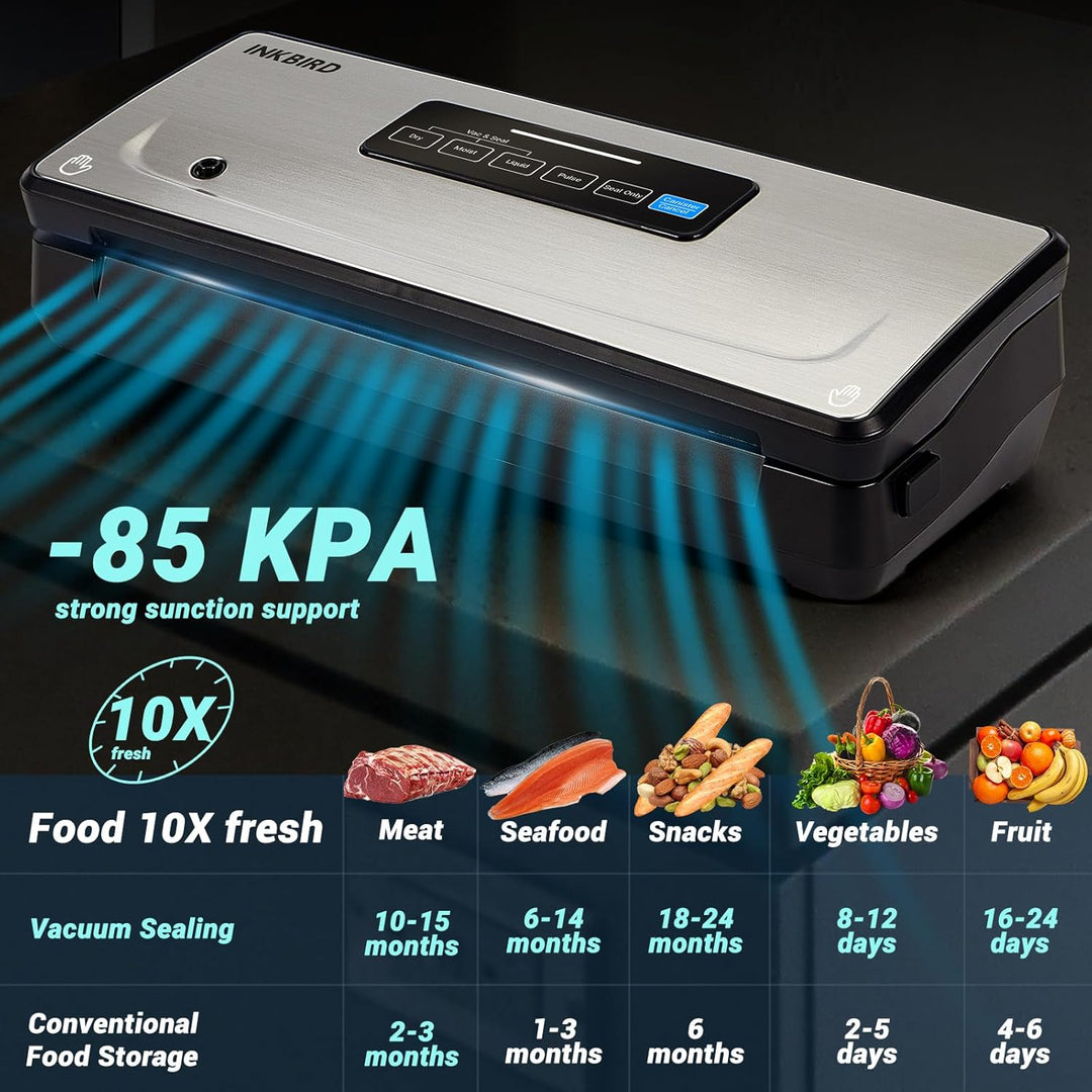 Vakuumiergerät, 7-in-1 Vakuumierer mit 5 Vakuumbeuteln, 85 Kpa Vakuumiergerät Profi für Lebensmittel