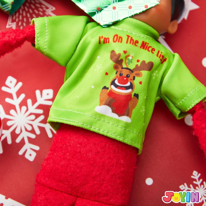 JOYIN 4 Packs Santa Clothes for Elf Doll Stylish Tees Tshirt Elf Doll Clothing Set, Christmas Decora